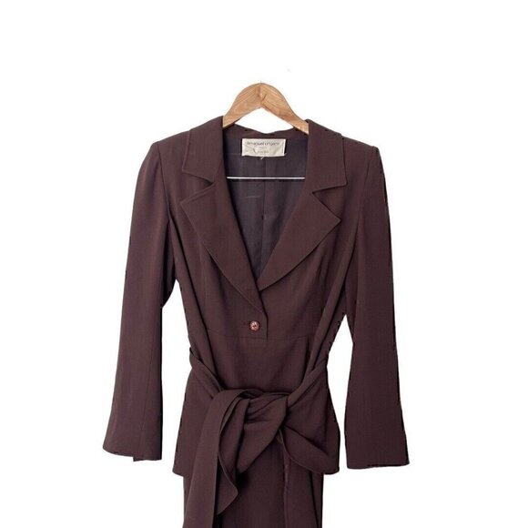 Vintage 90s Emanuel Ungaro Parallele Brown Dress 8 10 - Picture 2 of 7